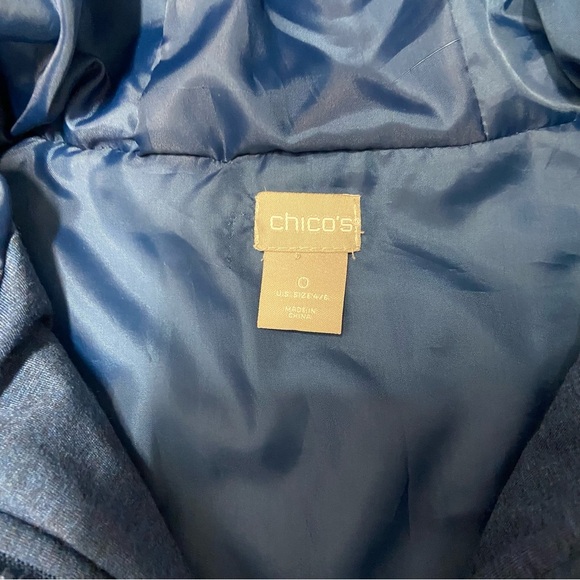 Chico’s Puffer Quilted Hooded Vest Size S Blue Full Zip Pockets Outdoor Fall - Picture 11 of 13